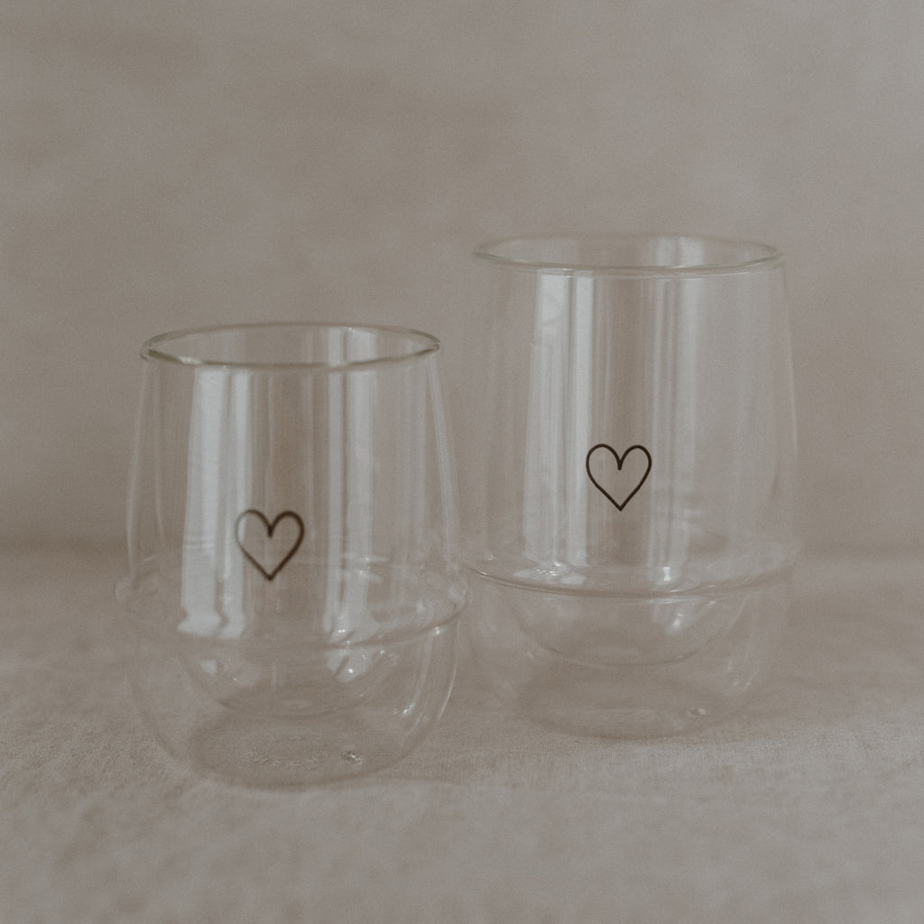 Doppelwandiges Glas 200ml Herz Eulenschnitt